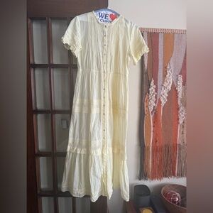 *RARE* *DÔEN vibes* Aritzia La Boheme Butter Yellow Cotton Maxi Dress